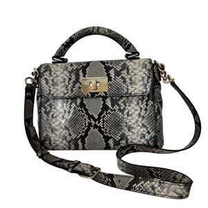 Kate Spade Carlyle Nadine Snakeskin Crossbody Bag Top Handle Satchel Gray White
